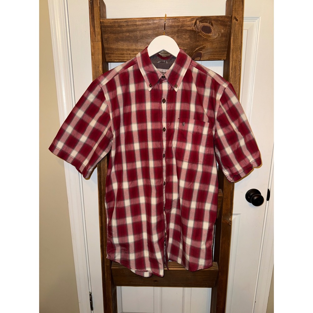 Carhartt Mens Relaxed Fit Plaid Short Sleeve Button Up‎ Shirt Size Medium